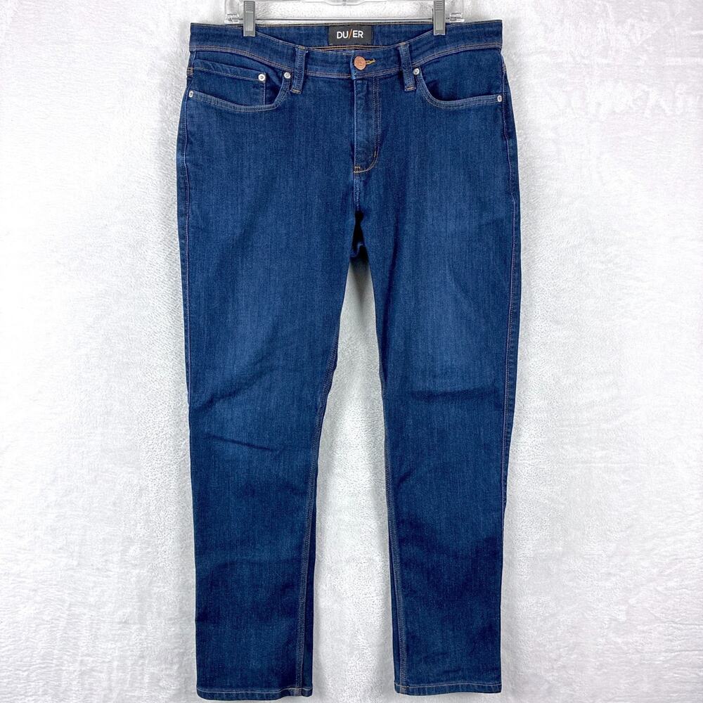 DU/ER Duer Mens Jeans 36x32 L2X Relaxed Taper Dark Wash Stretch Preppy Classic